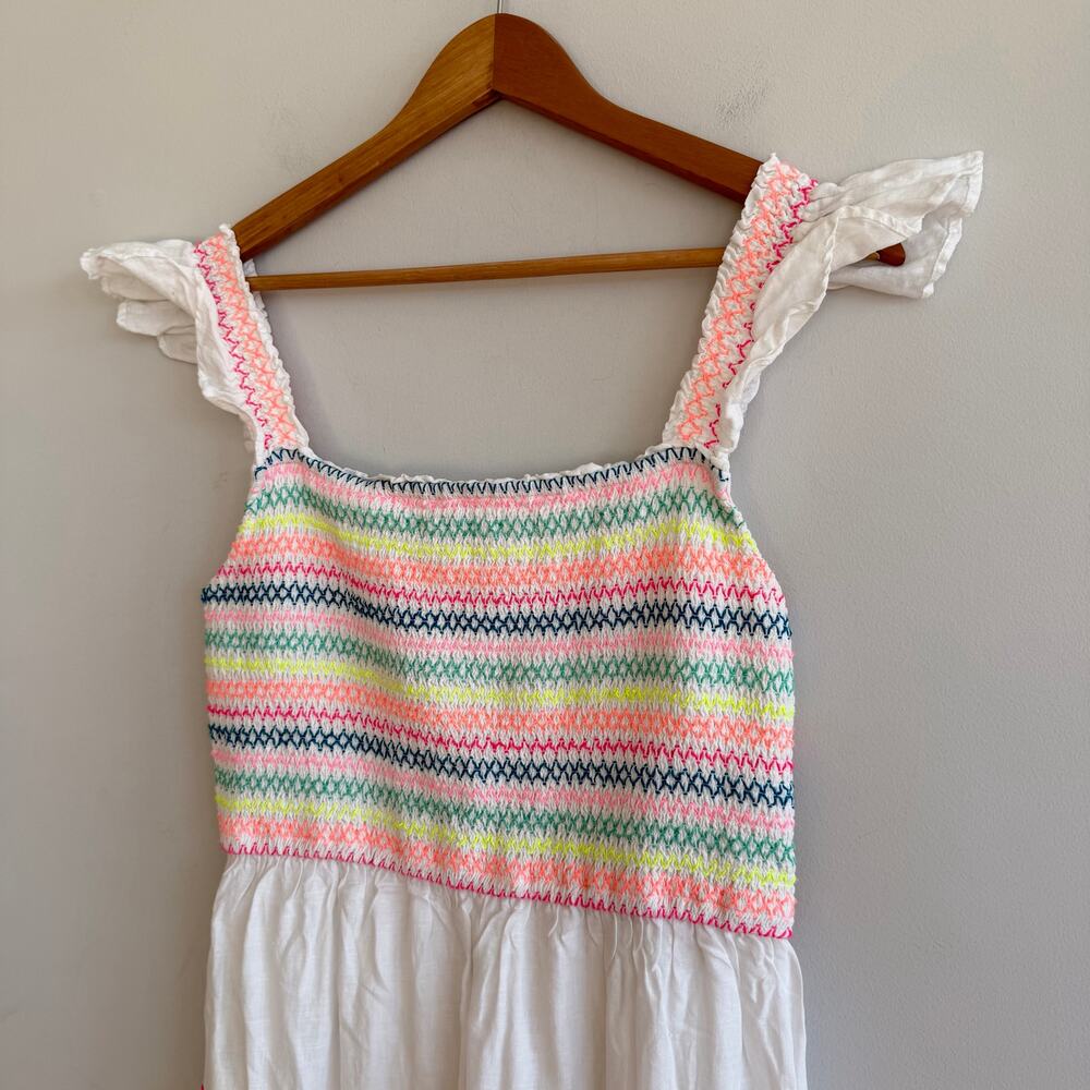 Vineyard Vines Flutter Sleeve Smocked Tiered Midi Dress White M - Picture 4 of 8